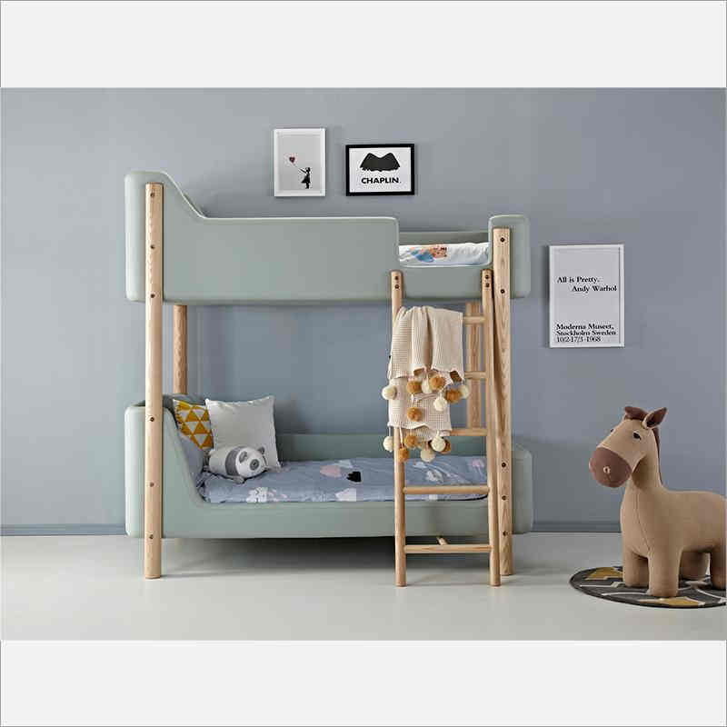 90后家家具 软眠眠(儿童双层床) 现代北欧 白蜡木PU皮
