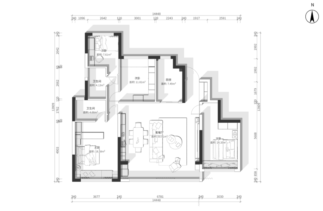 未嘉定制|141m²龙湖青云阙,设计方案分享